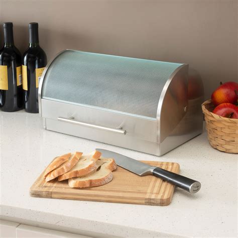 Home Basics Stainless Steel Bread Box, Stainless Steel